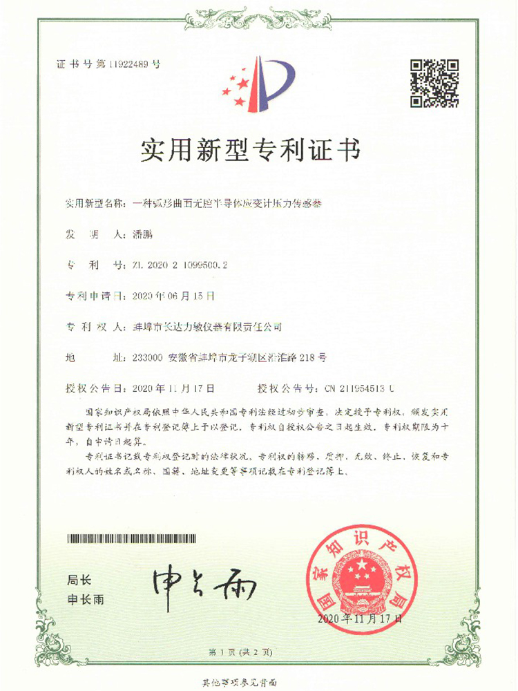 一種弧形曲面無(wú)腔半導(dǎo)體應(yīng)變計(jì)壓力傳感器